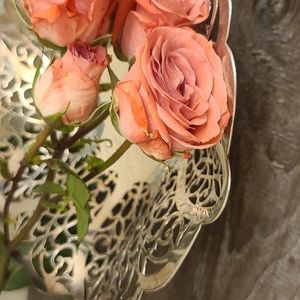 Vintage Polished Metal Brides Basket Trinket Tidbit Tray